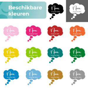 Geboortesticker Naamwolk kleuren