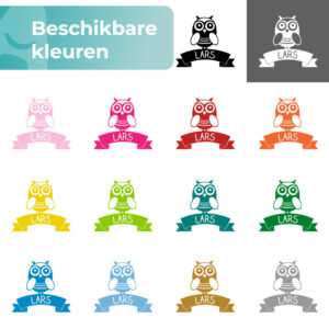 Geboortesticker Uil kleuren